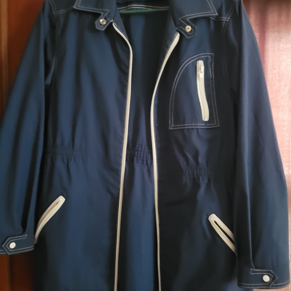 London Fog Navy Jacket with White Stitching